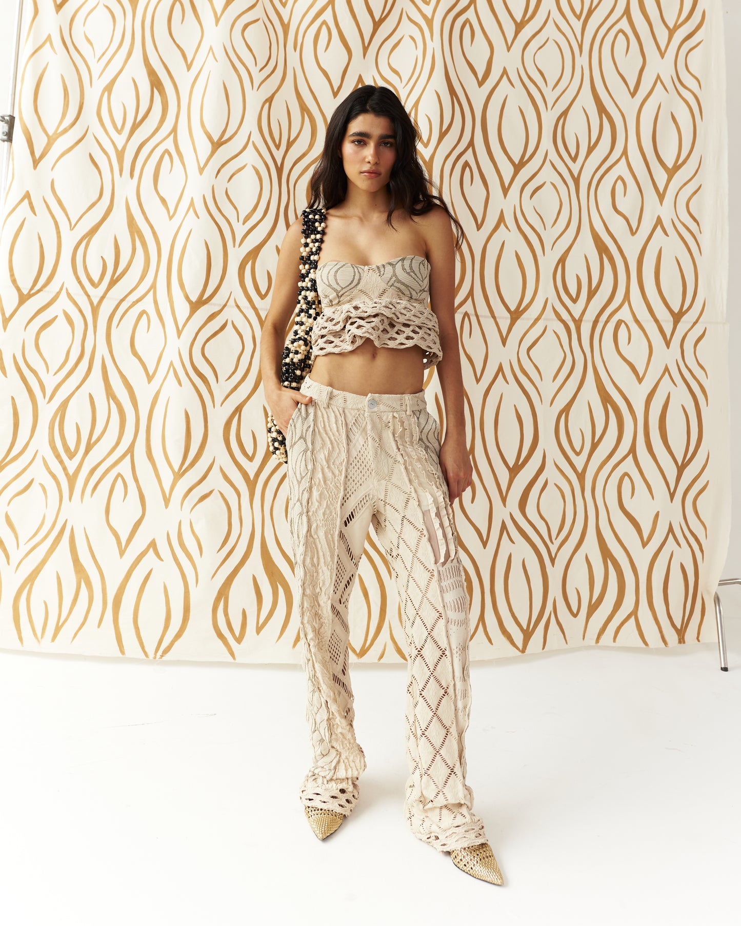 Cream Waves Pants