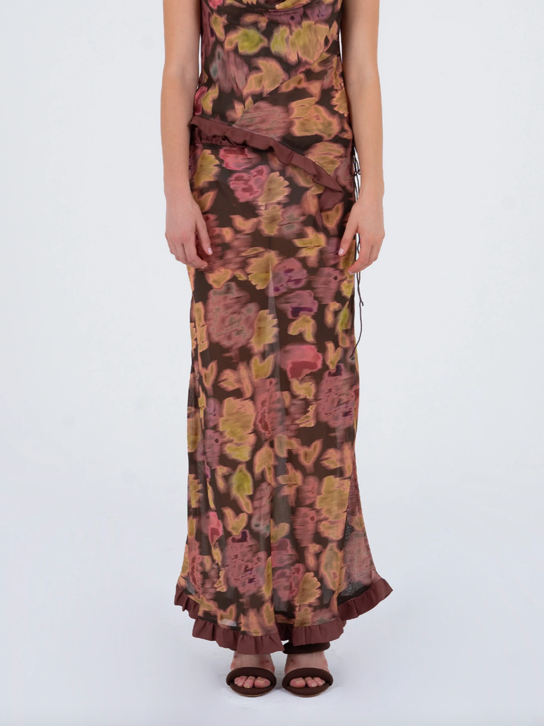Brown Floral Skirt