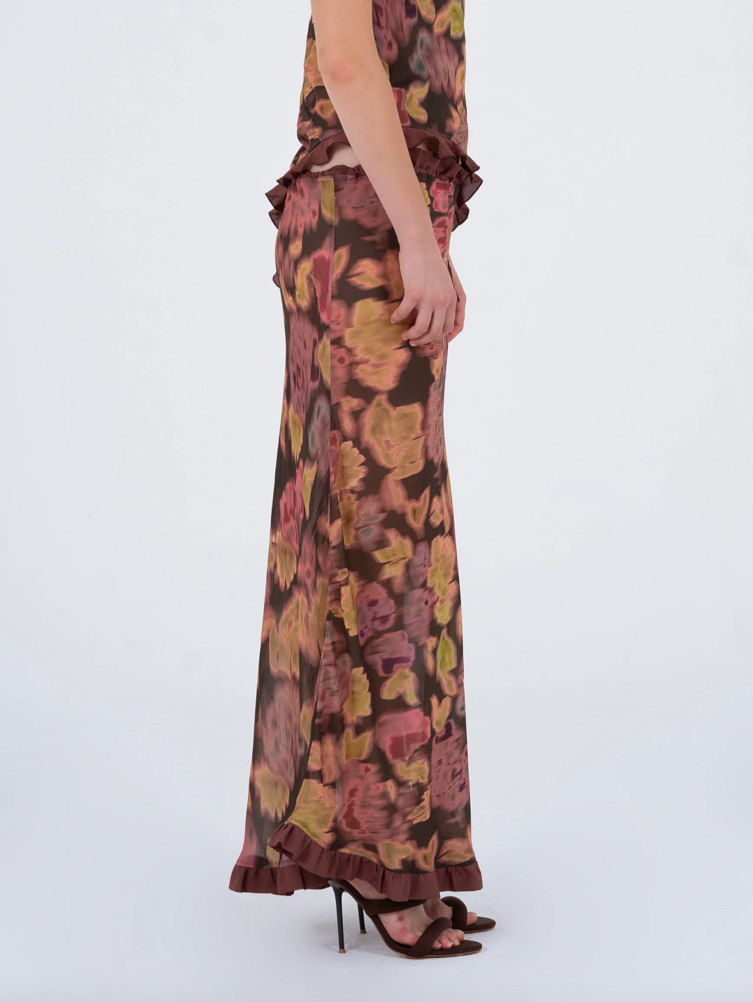 Brown Floral Skirt