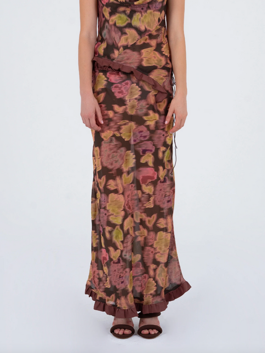 Brown Floral Skirt