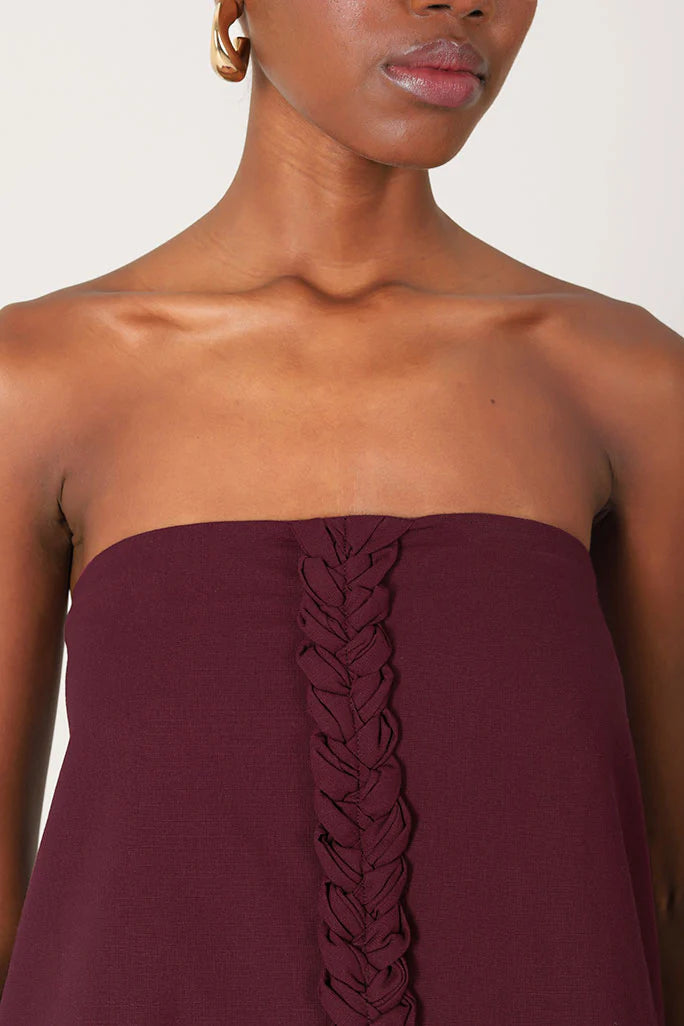 Braid Dress - Burgundy
